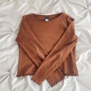Rust Brown Cropped Long Sleeve